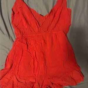 Poof! Y2K Sleeveless Red Romper